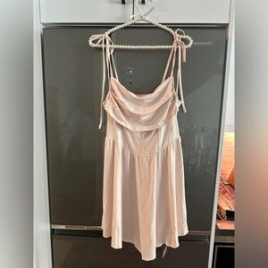 CHAMPAGNE DRESS WITH TIE STRAPS AND CORSET